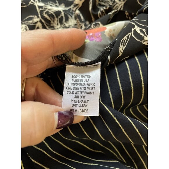 M Square Patchwork Top Tunic Women's XL Black Multi Button Front Oversized Boho - Picture 10 of 12